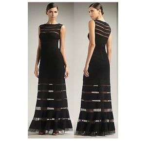 Tadashi Shoji Black Formal Mesh Illusion Dress Gown